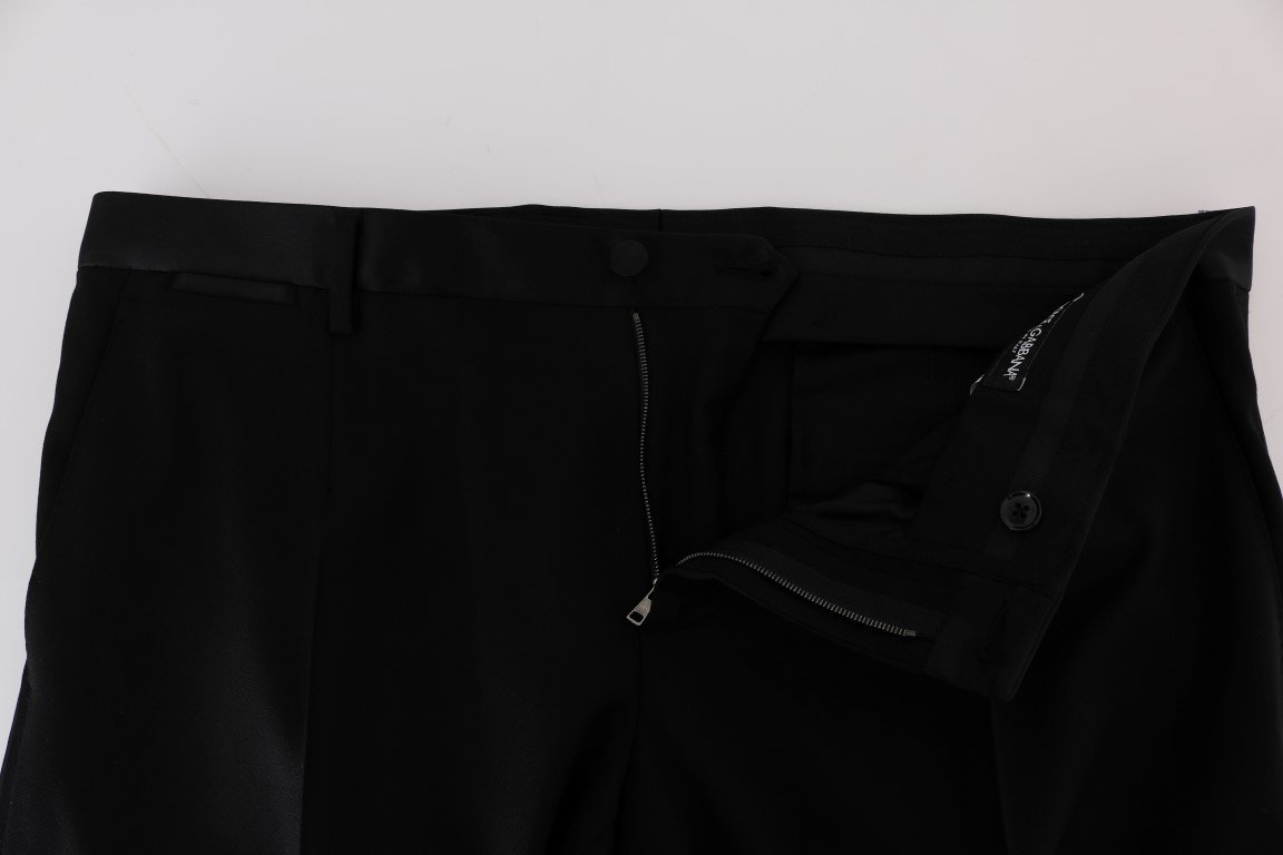 Black Wool Silk Tuxedo Pants