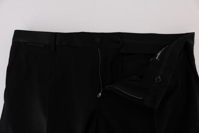 Black Wool Silk Tuxedo Pants