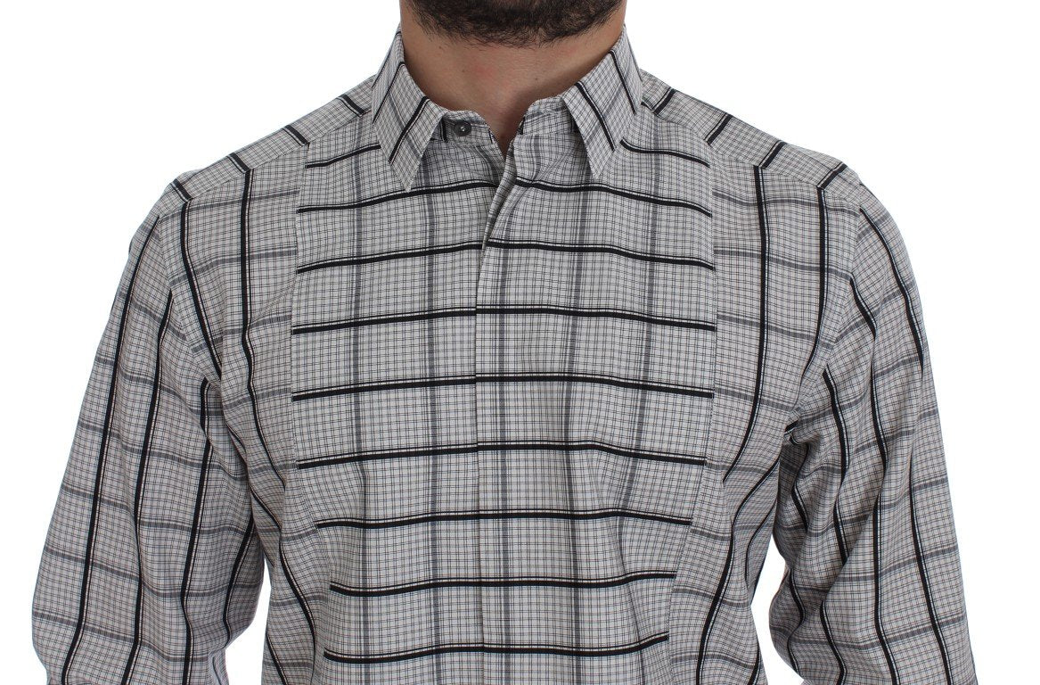 White Black Checkered Cotton Mens Shirt