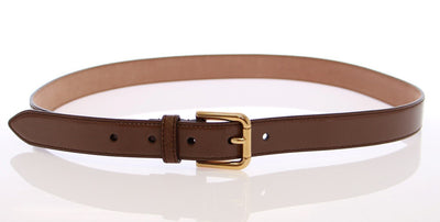 Brown Leather Gold Logo Belt