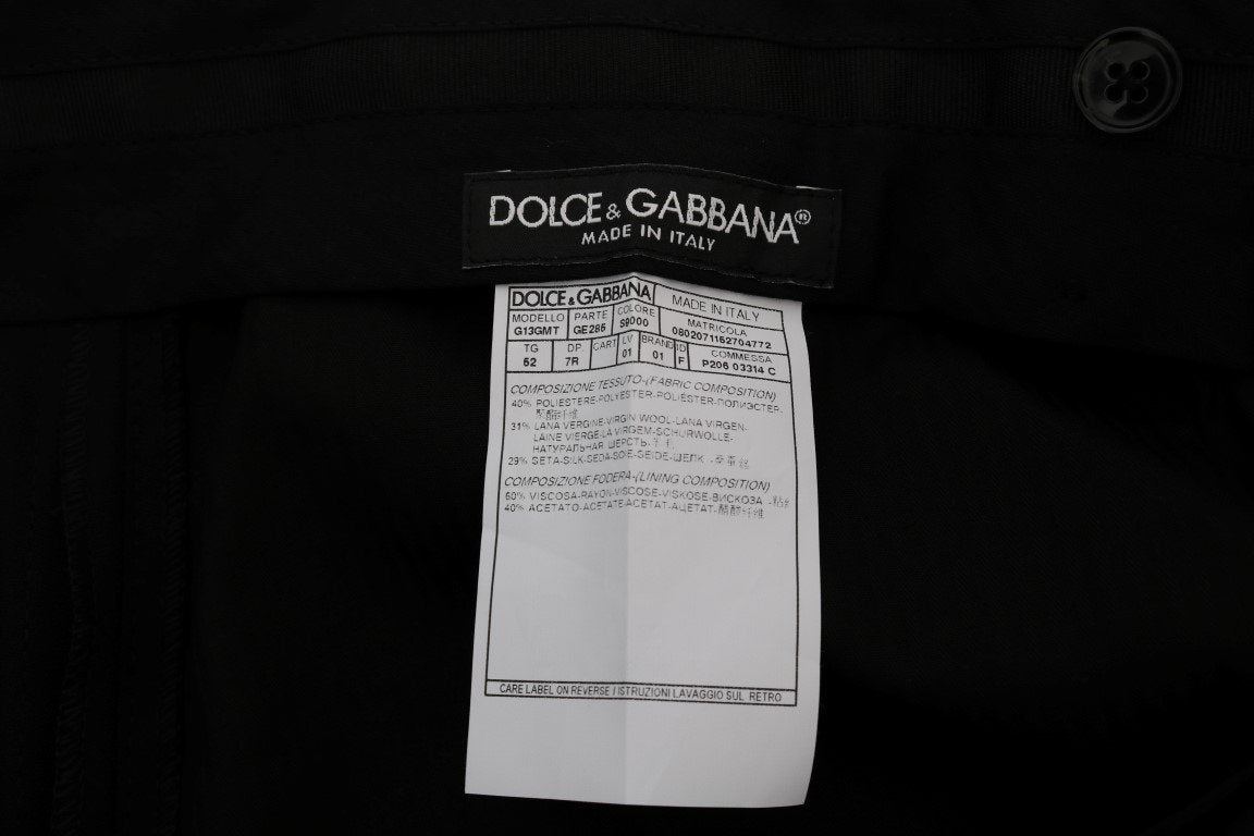 Black Wool Silk Tuxedo Pants