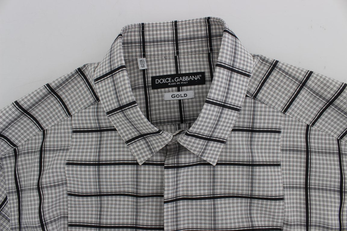 White Black Checkered Cotton Mens Shirt