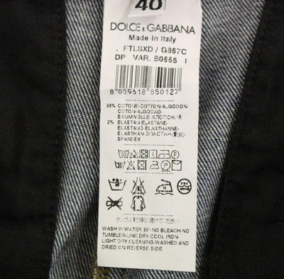 Blue Cotton Solid Pattern Logo Jeans Pants
