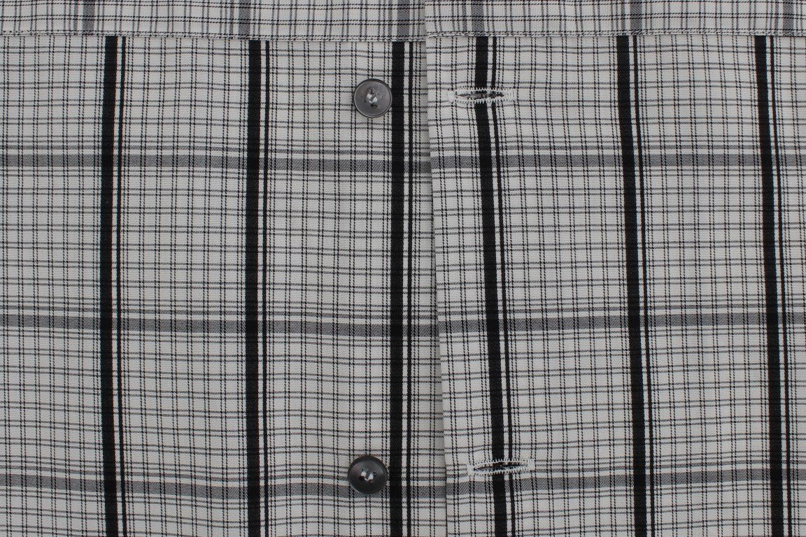 White Black Checkered Cotton Mens Shirt