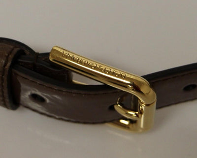 Brown Leather Gold Logo Belt