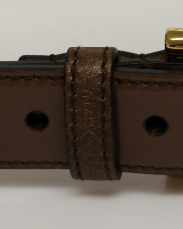 Brown Leather Gold Logo Belt