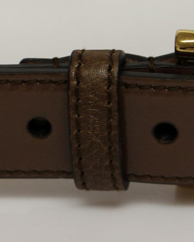 Brown Leather Gold Logo Belt
