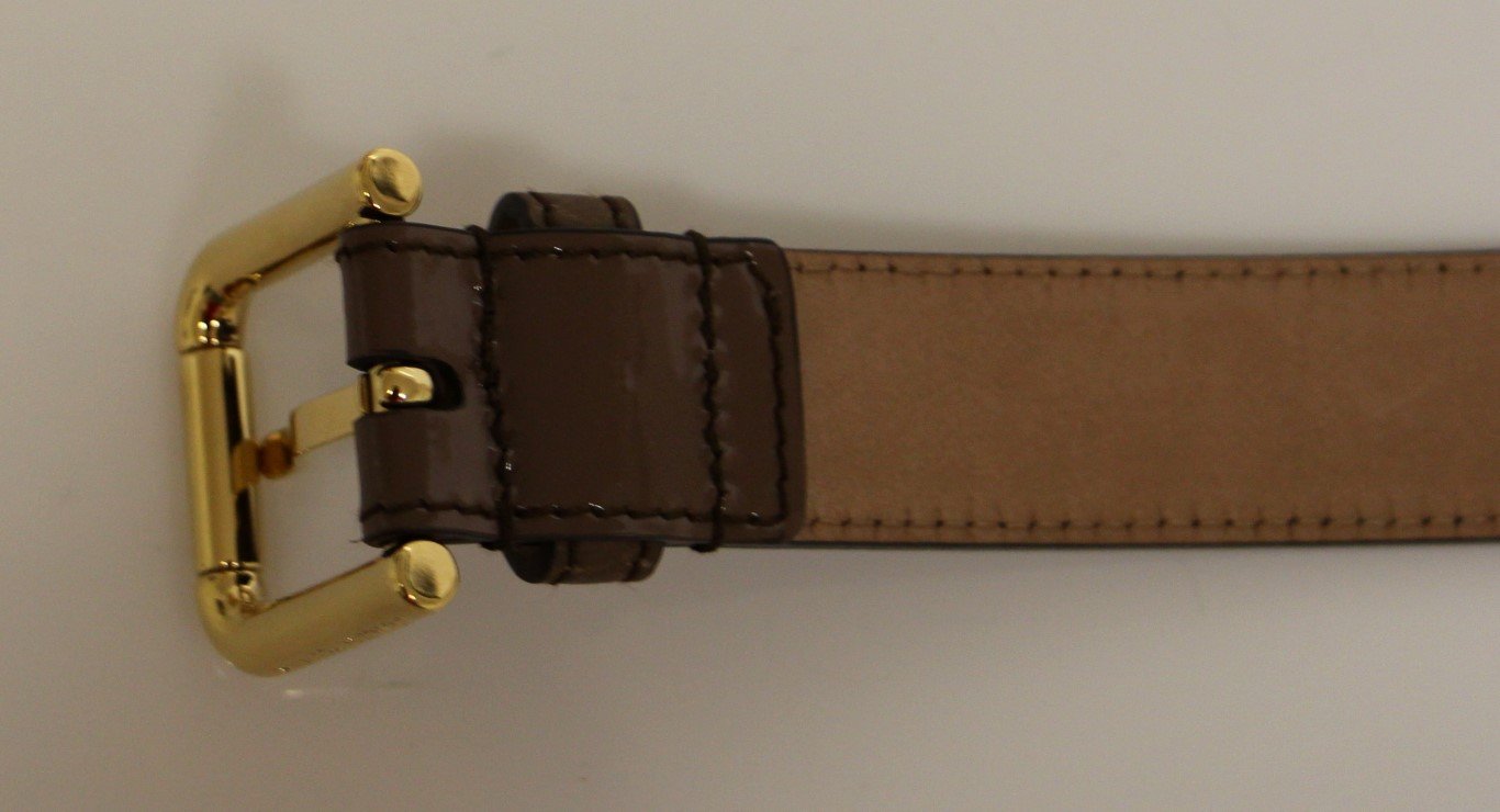 Brown Leather Gold Logo Belt