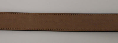 Brown Leather Gold Logo Belt