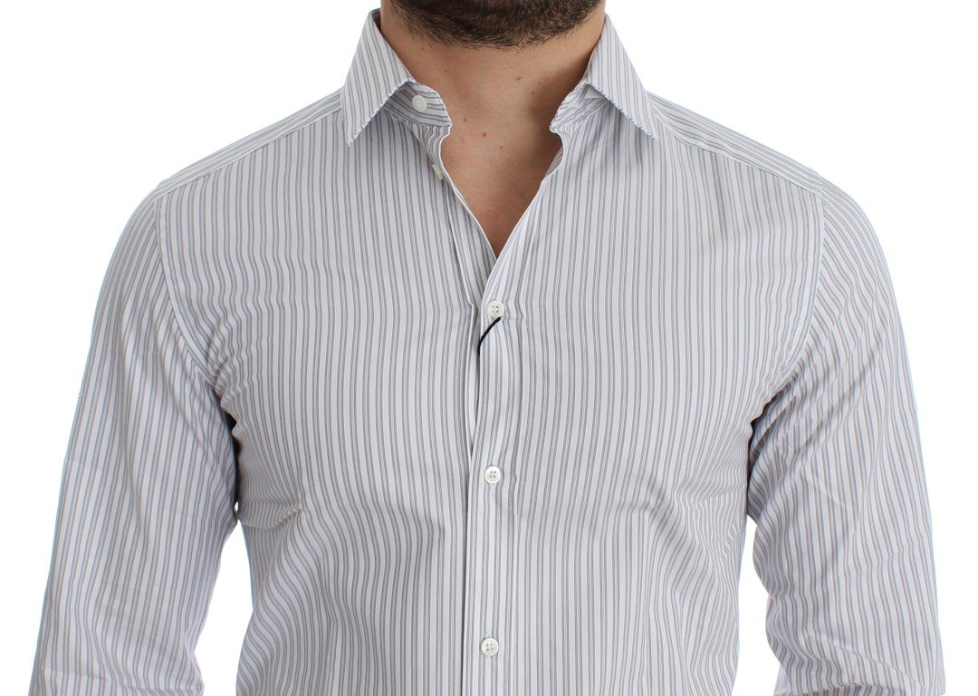 White GOLD Slim Fit Striped Dress Shirt