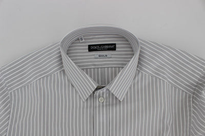 White GOLD Slim Fit Striped Dress Shirt