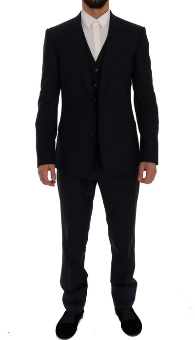 Blue Wool Stretch MARTINI 3 Piece Suit