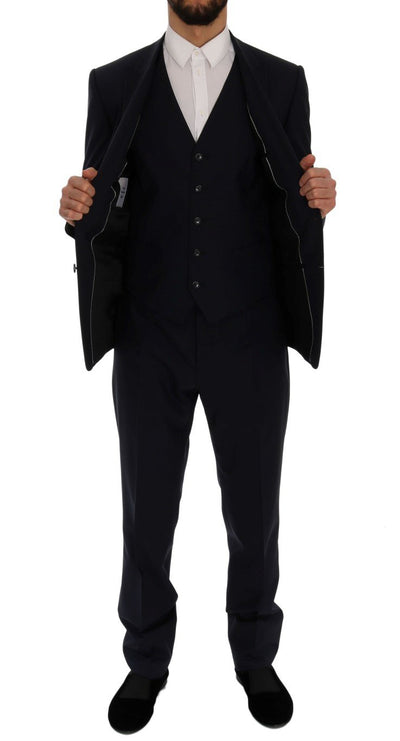 Blue Wool Stretch MARTINI 3 Piece Suit