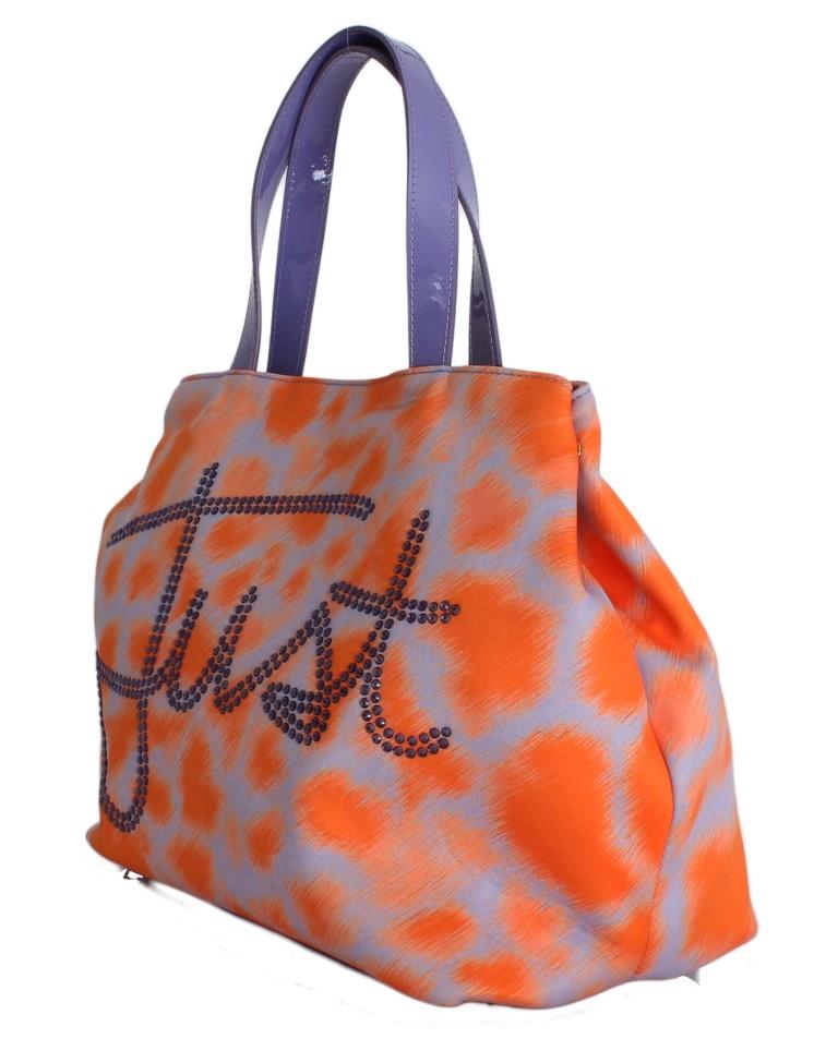 Orange Purple Strass Hand Shopping Tote Bag