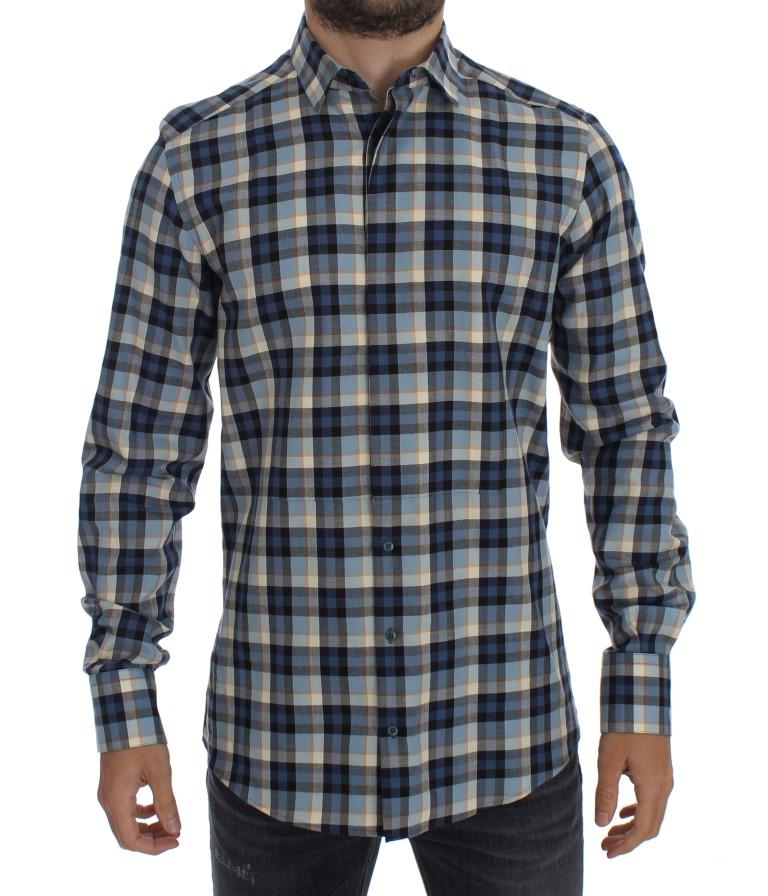 Blue Checkered GOLD Slim Fit Mens Shirt