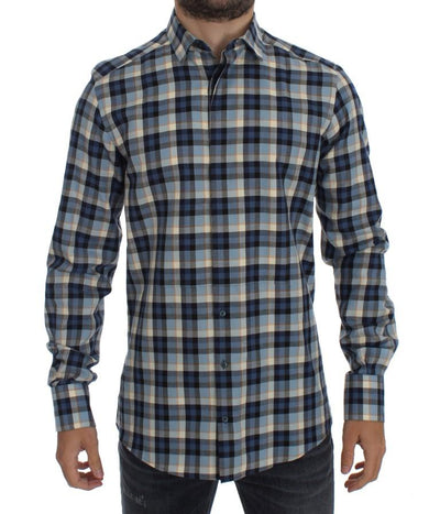 Blue Checkered GOLD Slim Fit Mens Shirt