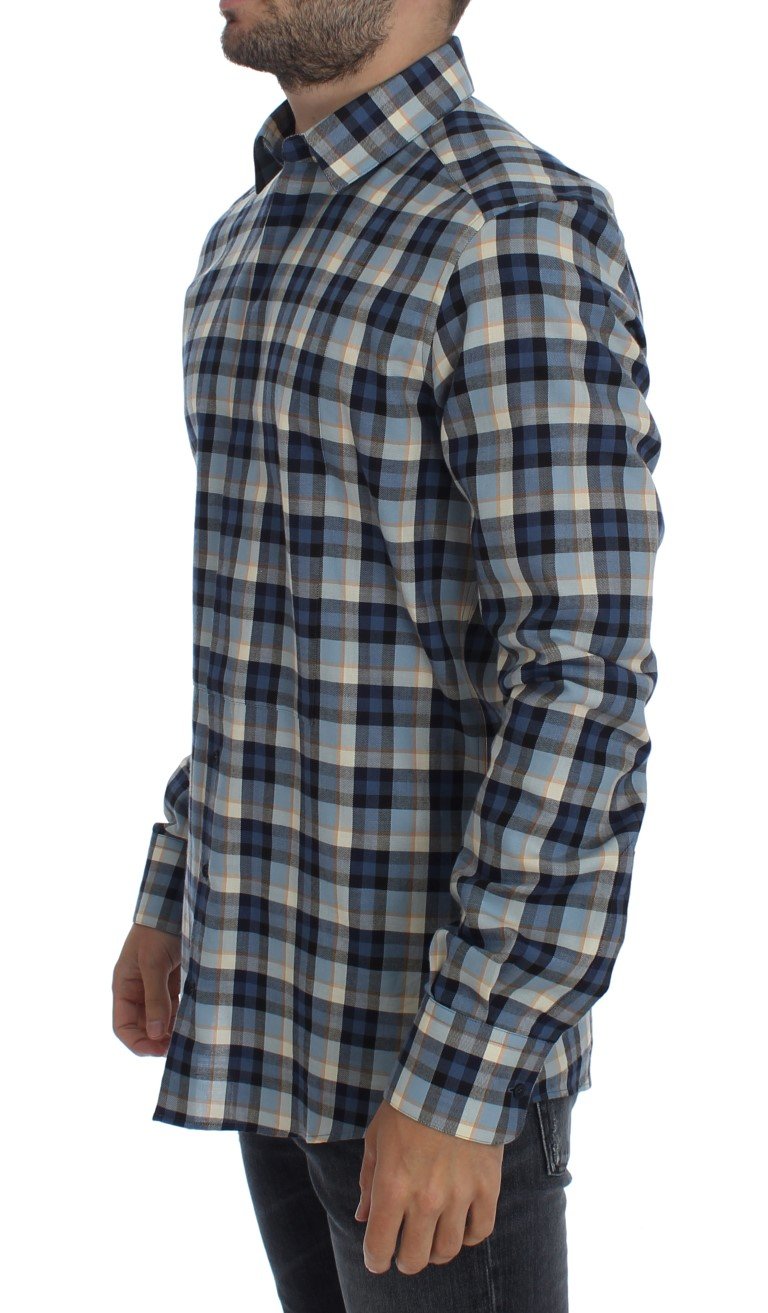 Blue Checkered GOLD Slim Fit Mens Shirt
