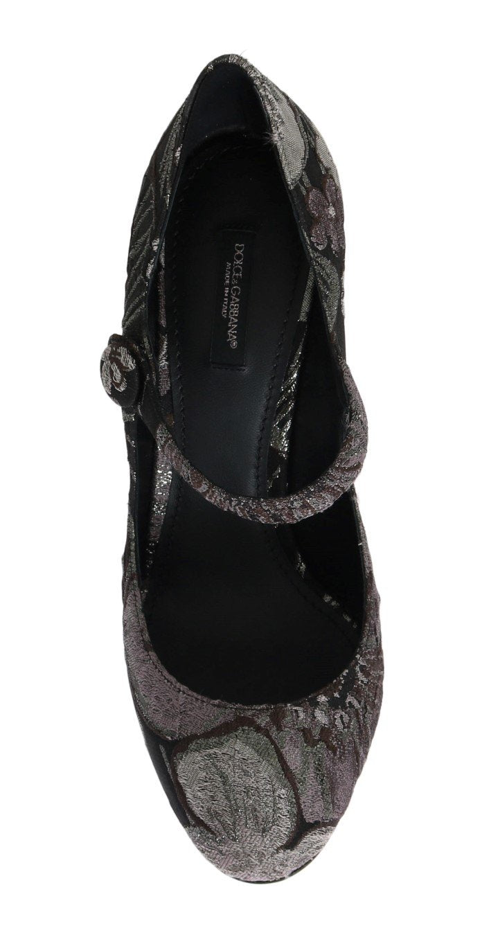 Black Jacquard Crystal Floral Leather Shoes