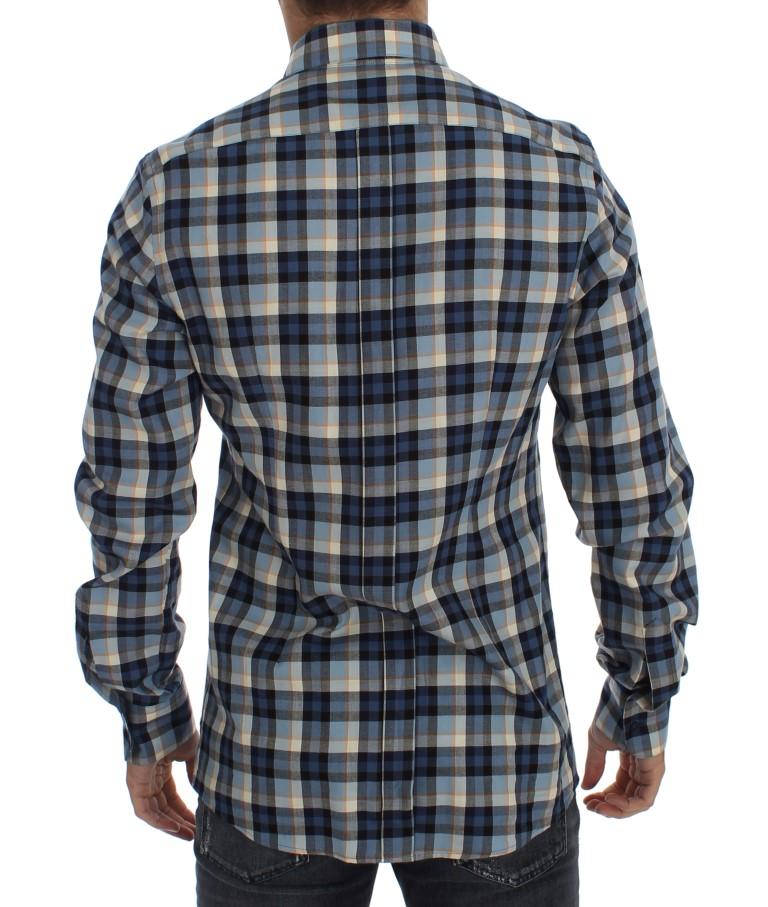 Blue Checkered GOLD Slim Fit Mens Shirt