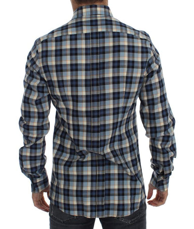 Blue Checkered GOLD Slim Fit Mens Shirt