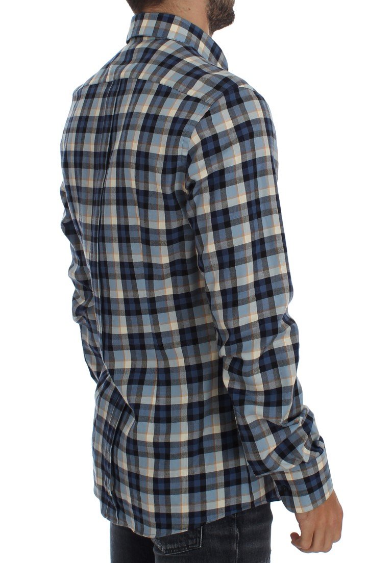 Blue Checkered GOLD Slim Fit Mens Shirt
