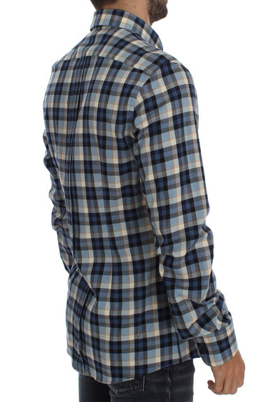 Blue Checkered GOLD Slim Fit Mens Shirt
