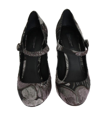 Black Jacquard Crystal Floral Leather Shoes