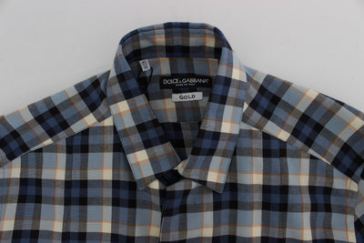 Blue Checkered GOLD Slim Fit Mens Shirt