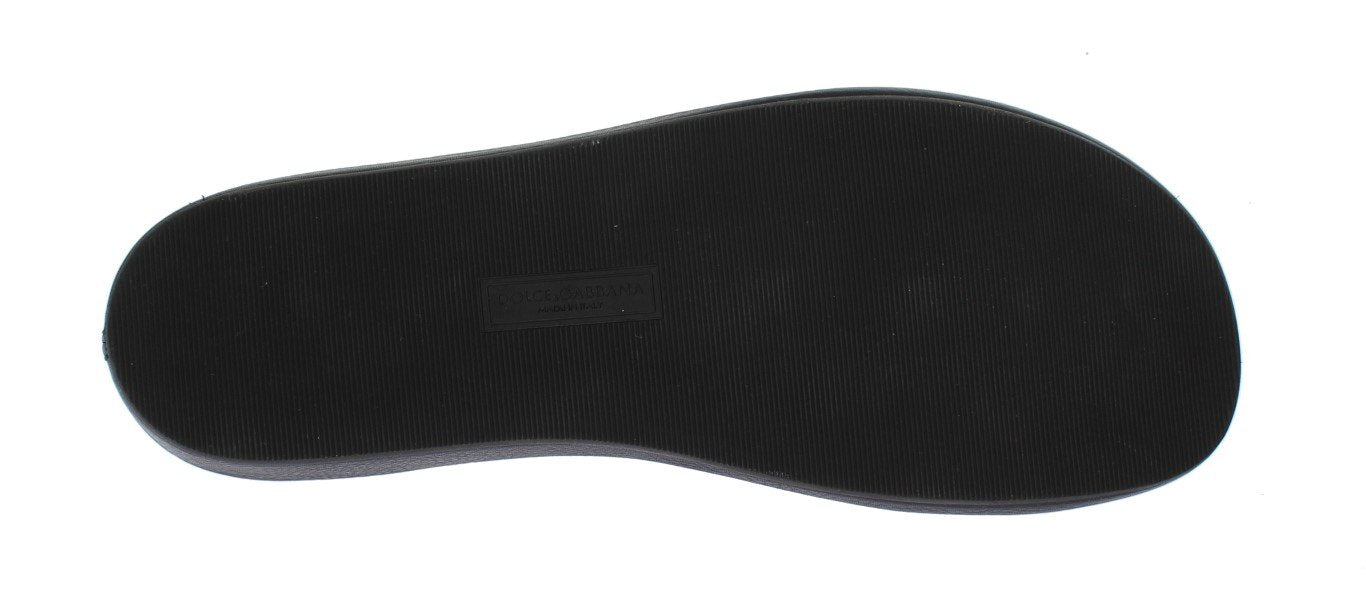 Blue Deer Leather Logo Slides Sandals