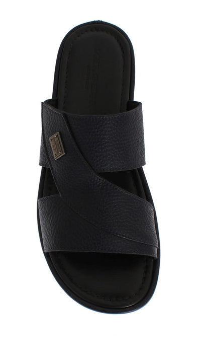 Blue Deer Leather Logo Slides Sandals