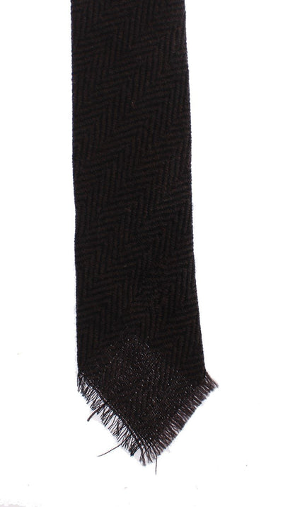 Brown Zig Zag Wool Skinny Tie