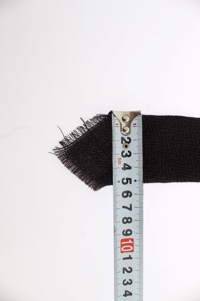 Brown Zig Zag Wool Skinny Tie