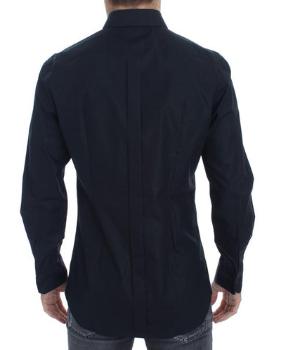 Blue cotton slim fit casual shirt