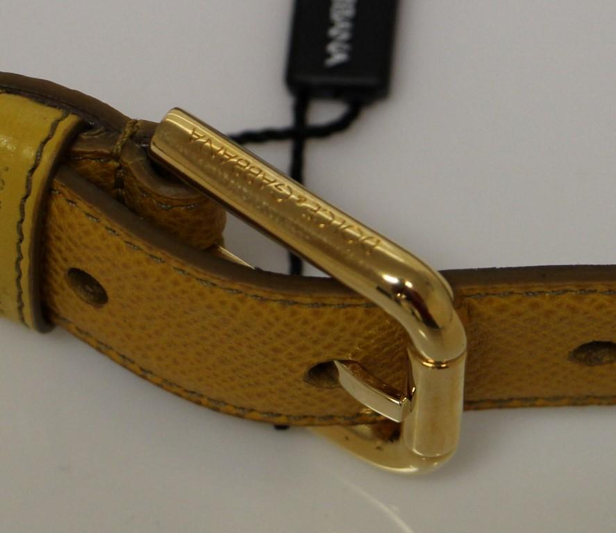 Yellow Leather Gold Logo Belt