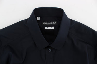 Blue cotton slim fit casual shirt