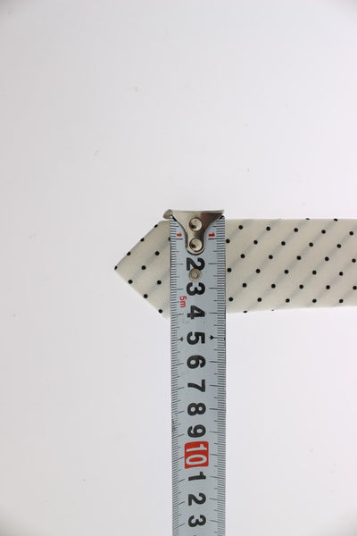 White Black Polka Dot Silk Skinny Slim Tie