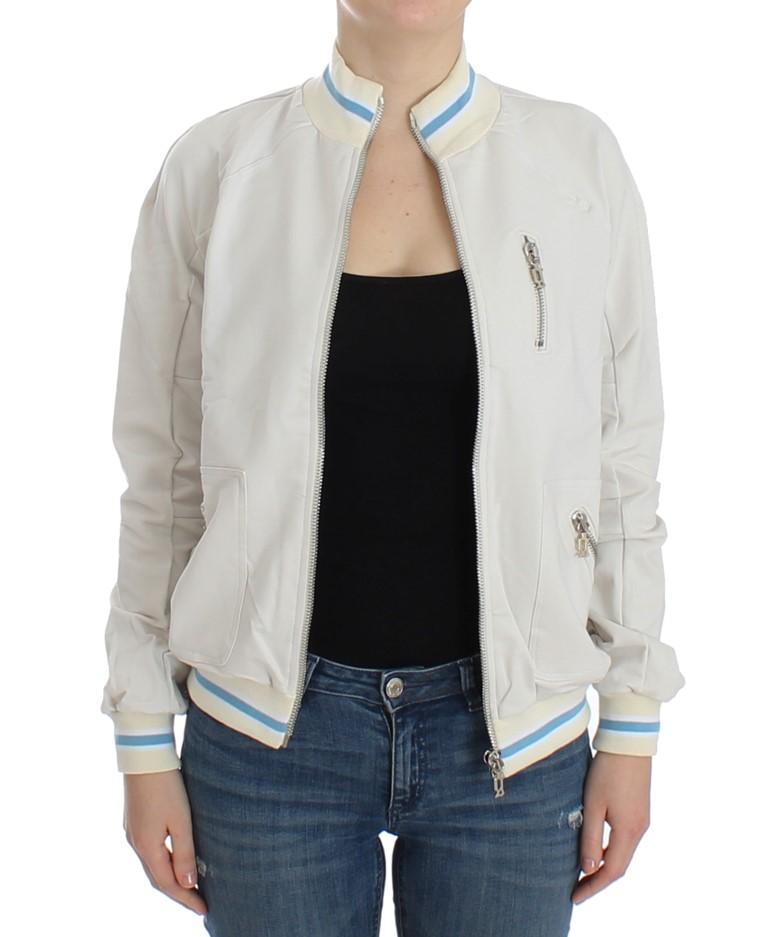 White Mock Zip Cardigan Sweatshirt Sweater