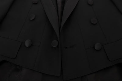 Black Wool Silk Tuxedo Blazer Tailcoat