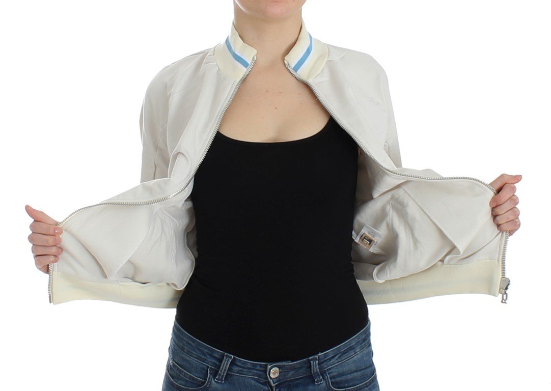 White Mock Zip Cardigan Sweatshirt Sweater