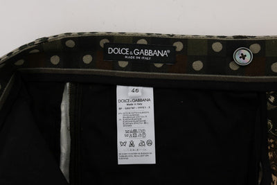 Black Green Cotton Carretto Print Shorts