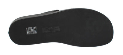 Black Ostrich Leather Slides Sandals
