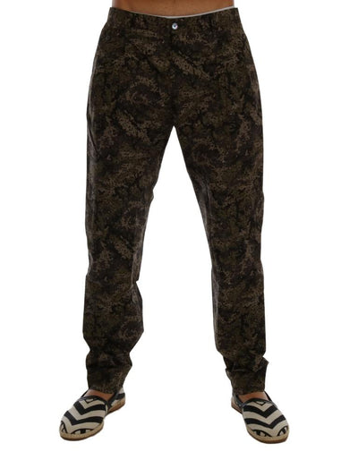 Black Green Cotton Military Pattern Pants