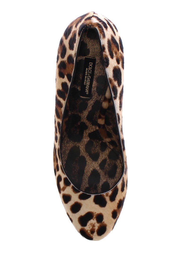 Brown Leather Fur Leopard Pumps