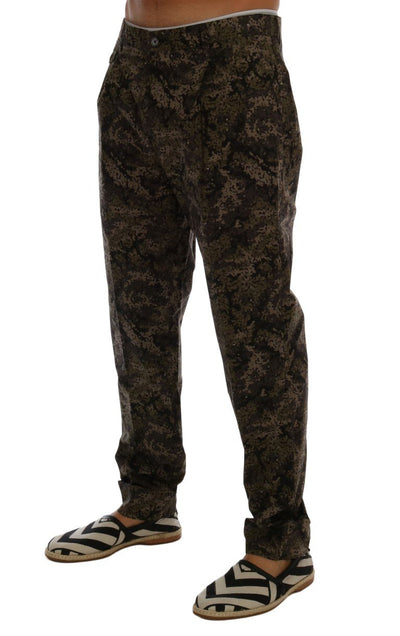 Black Green Cotton Military Pattern Pants
