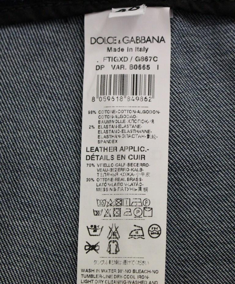Blue Cotton Solid Pattern Logo Jeans Pants
