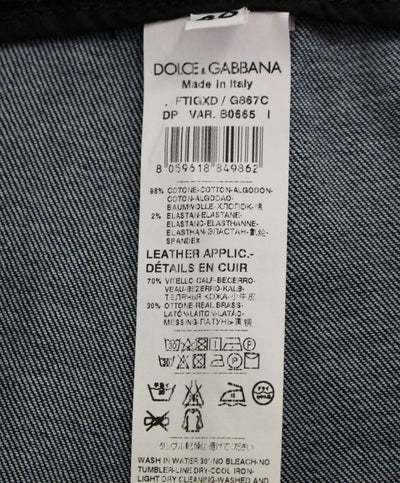 Blue Cotton Solid Pattern Logo Jeans Pants