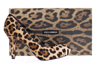 Brown Leather Fur Leopard Pumps