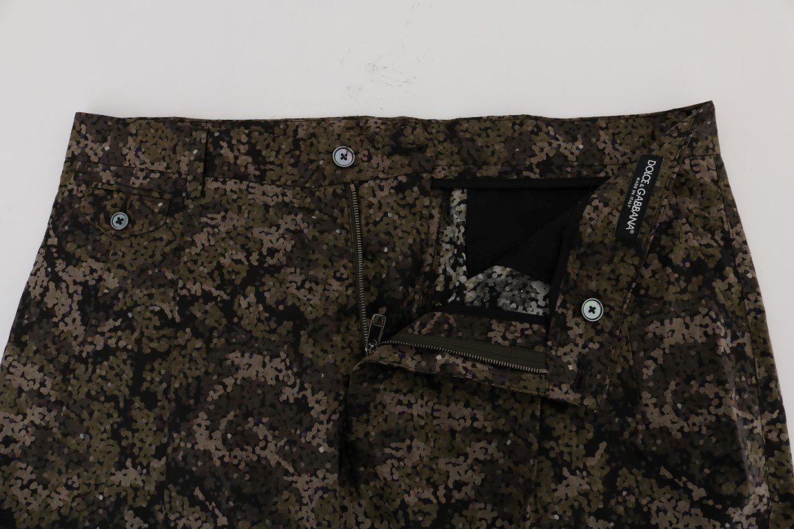 Black Green Cotton Military Pattern Pants