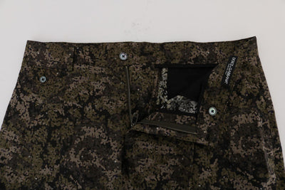 Black Green Cotton Military Pattern Pants