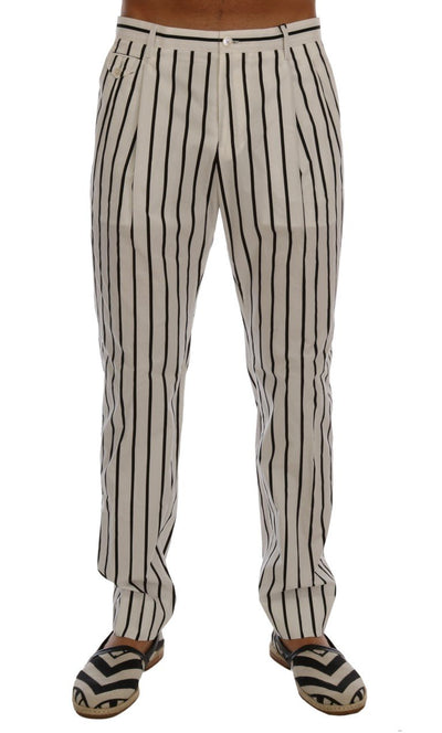 White Striped Cotton Dress Pants